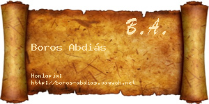 Boros Abdiás névjegykártya